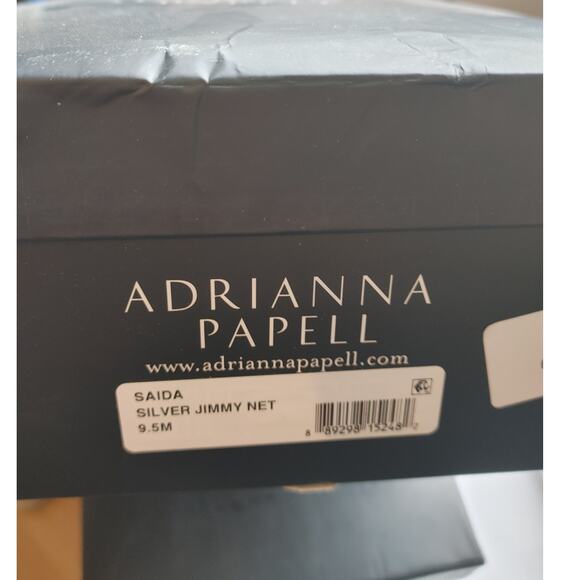 Adrianna Papell Saida Heels Sandals Net Sz 9.5 Silver Open Toe New in Box - Picture 5 of 6